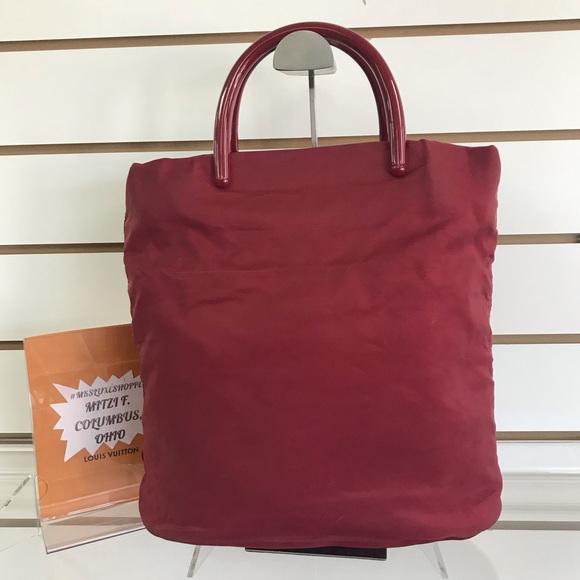 PRADA MEDIUM TOTE BAG RED NYLON VGC - Picture 1 of 8